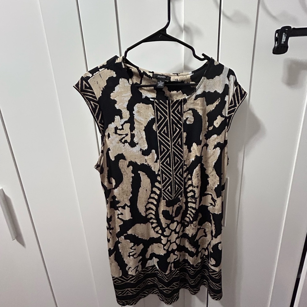 Black and Cream Patterned Women's Dress